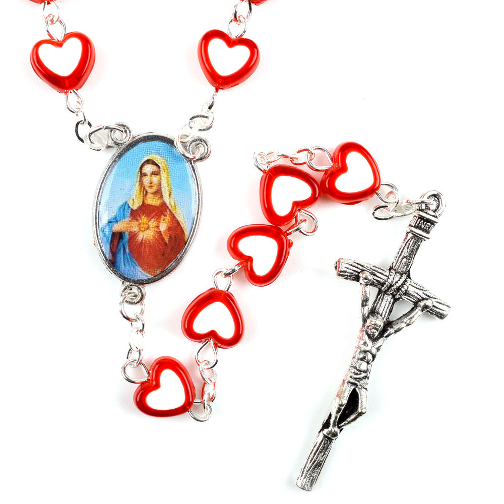 Heart-Shaped Acrylic Rosary Necklace – Jewelry Gift Ideas — 1