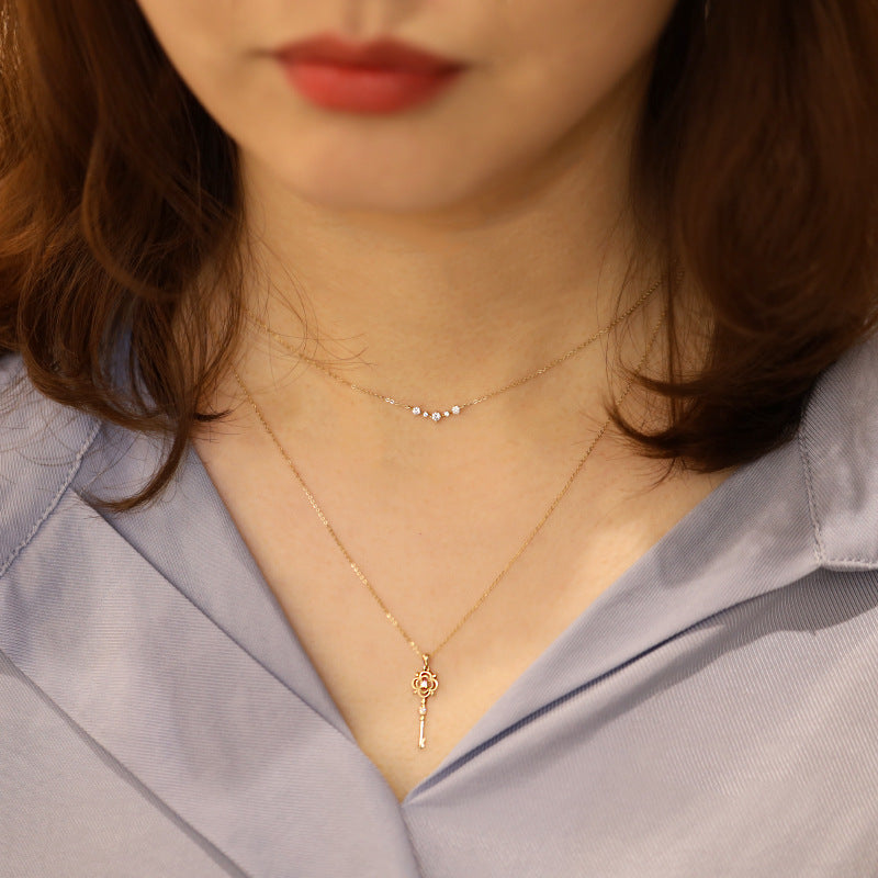 S925 Sterling Silver Gold Plated Key Necklace – Jewelry Gift Ideas — 1