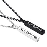 Trendy Crown Her King His Queen Bar Pendant – Jewelry Gift Ideas — 1