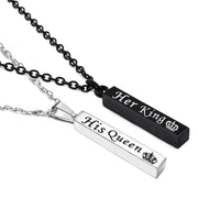 Trendy Crown Her King His Queen Bar Pendant – Jewelry Gift Ideas — 1