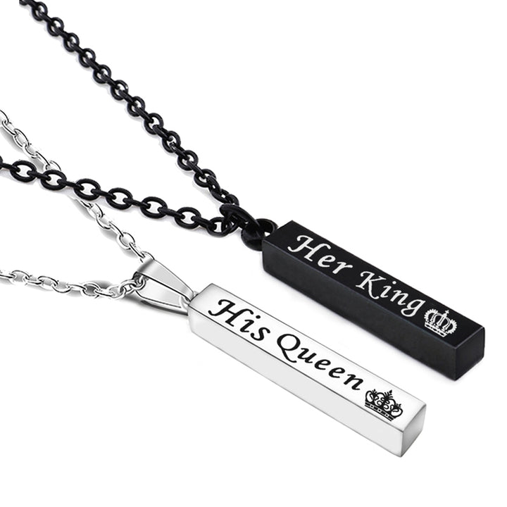 Trendy Crown Her King His Queen Bar Pendant – Jewelry Gift Ideas — 1