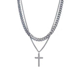 Titanium Steel Double Layer Cross Necklace Cuban – Jewelry Gift Ideas — 5