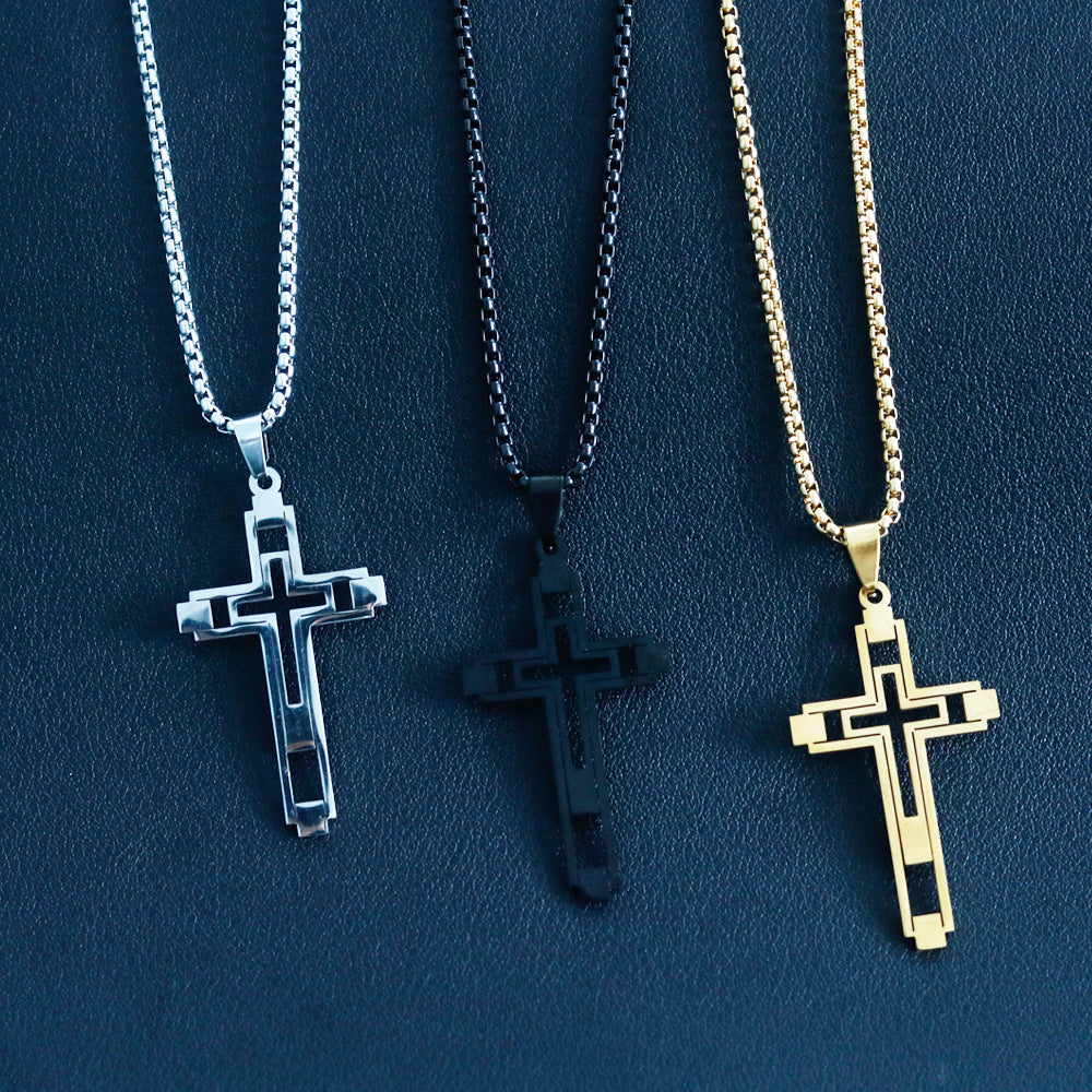 Simple Fashion Hollow Cross Titanium Steel – Stylish Gifts — 1