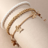 Retro Hip Hop Chain Pearl Simple Butterfly Anklet – Surprise Gifts — 5