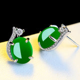 Vintage Emerald Chalcedony Simple Temperament Earrings – Useful Gifts — 4
