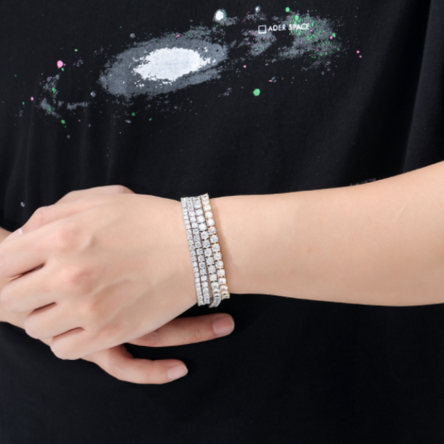 Hip Hop Spring Buckle Single Row Tennis Chain – Jewelry Gift Ideas — 1