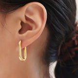 Simple Rectangular Copper-plated Gold Ear Clip – Useful Gifts — 6