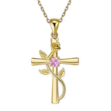 Rose Cross Necklace With Rhinestone Fashion – Jewelry Gift Ideas — 5