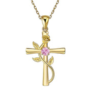 Rose Cross Necklace With Rhinestone Fashion – Jewelry Gift Ideas — 5