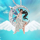 Diamond Moon Angel Pendant Necklace – Jewelry Gift Ideas — 5