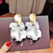 Silver Needle Red Petal Leaves Fashion Trendy Earrings – Stylish Gifts — 1