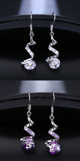 Purple Zircon Spiral Ear Hook Earrings – Small Gift Ideas — 4
