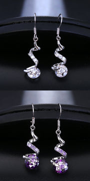 Purple Zircon Spiral Ear Hook Earrings – Small Gift Ideas — 4