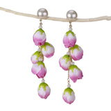 Colorful Green Bud Long Female Stud Earrings – Gifts for Her — 6