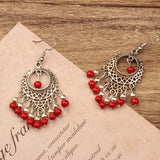 Bohemian Style Ethnic Style Earrings, Red Long Tassels – Stylish Gifts — 17