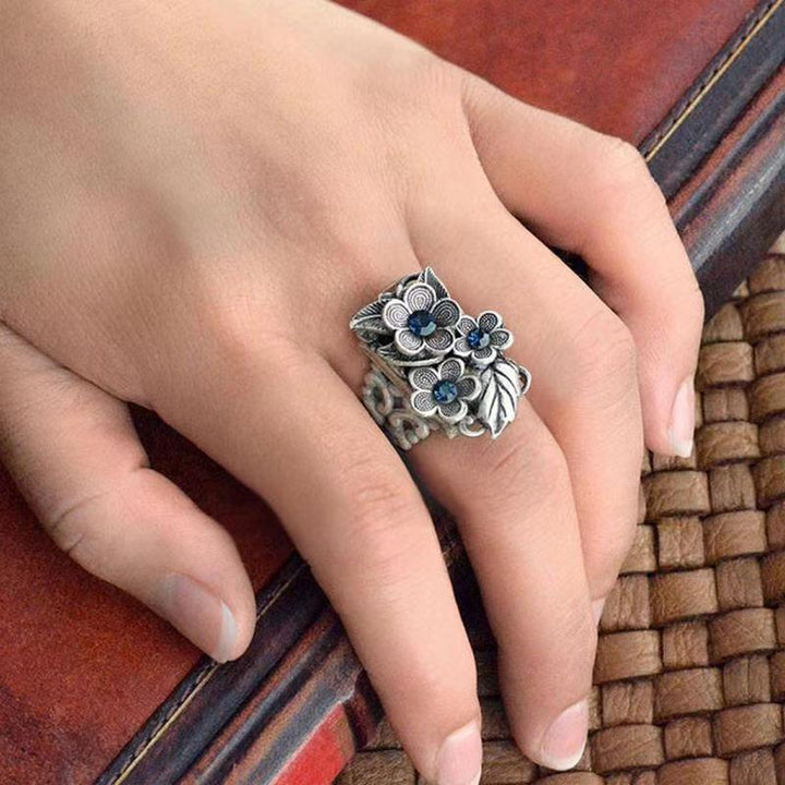 Vintage Flower Noble Aquamarine Gift Ring – Small Gift Ideas — 1