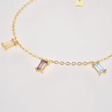 Simple Color 3 Square Stone Rainbow Sterling – Jewelry Gift Ideas — 3