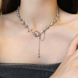Moonlight Zirconia Cross Tassel Titanium Necklace – Jewelry Gift Ideas — 1
