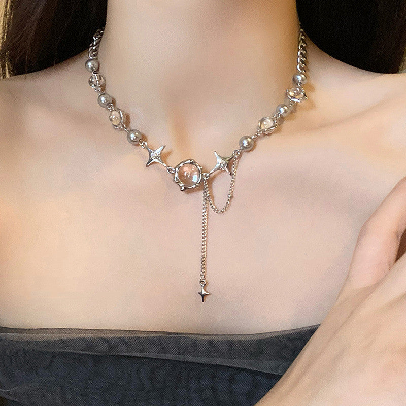 Moonlight Zirconia Cross Tassel Titanium Necklace – Jewelry Gift Ideas — 1