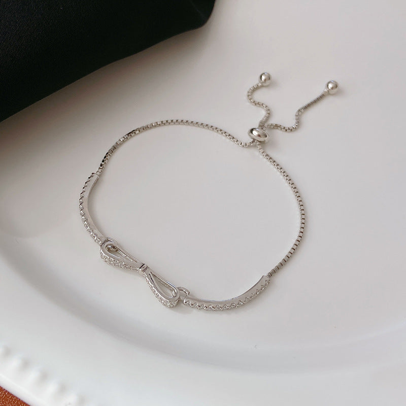 S925 Silver Bow Zircon Bracelet Adjustable Light – Jewelry Gift Ideas — 1
