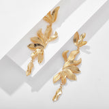 Golden Leaf Flower Butterfly Earrings Personality – Stylish Gifts — 3