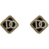S925 Silver Needle Black Square Letter Earrings – Gift Ideas — 2