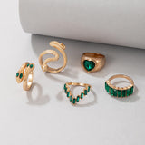 Serpentine Heart Emerald Diamond Ins Style Five-piece – Stylish Gifts — 3