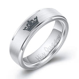 Her King His Queen Titanium Steel Couple Ring – Gifts for Couples — 4