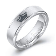Her King His Queen Titanium Steel Couple Ring – Gifts for Couples — 4