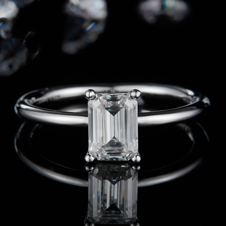 Moissanite Ring Rectangular Shaped Women S925 Silver – Gifts for Her — 1