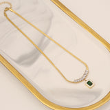 Diamond Emerald Zircon Necklace Stainless Steel – Jewelry Gift Ideas — 1