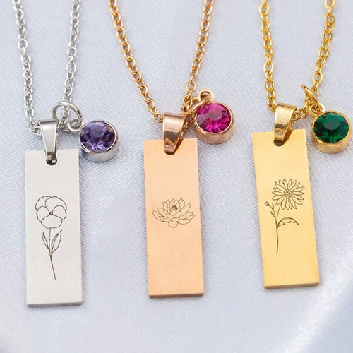 December Flower Birthday Stone Necklace Laser – Jewelry Gift Ideas — 2
