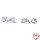 S925 Sterling Silver Zircon Love Bear Stud – Gifts for Couples — 3