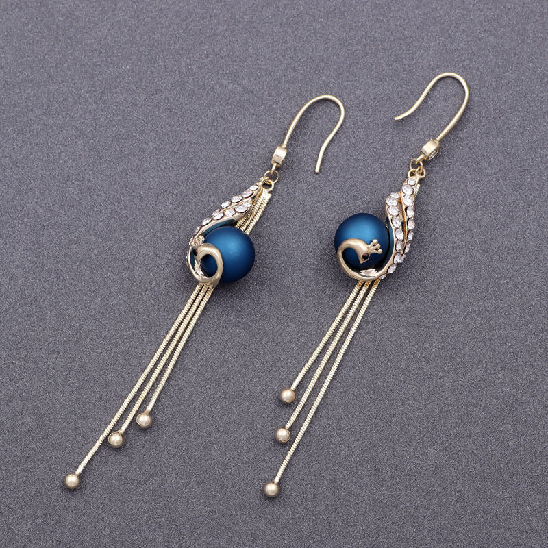 Retro Peacock Pearl Tassel Earrings – Special Occasion Gifts — 1