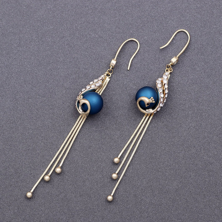 Retro Peacock Pearl Tassel Earrings – Special Occasion Gifts — 1