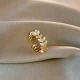 Women's Personalized Simple Micro Zirconia Leaf Ring – Gifts for Her — 5