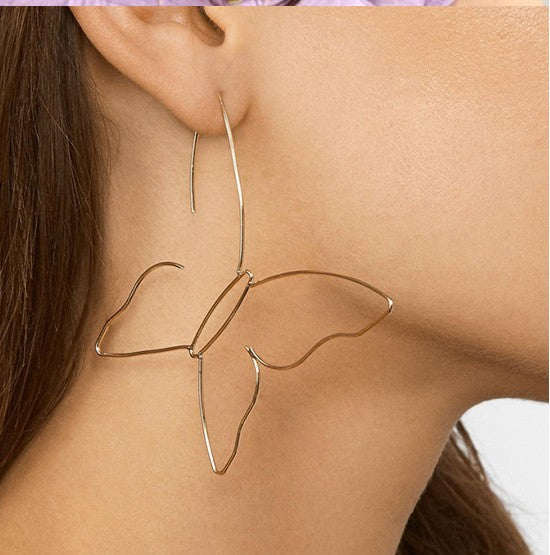 Butterfly Line Large Retro Women's Gold Earrings – Jewelry Gift Ideas — 1