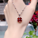 Sterling Silver Red Zircon Lucky Grass Collar Chain – Everyday Gifts — 5