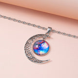 Galaxy Planet Star Glass Necklace Silver Hollow – Jewelry Gift Ideas — 3