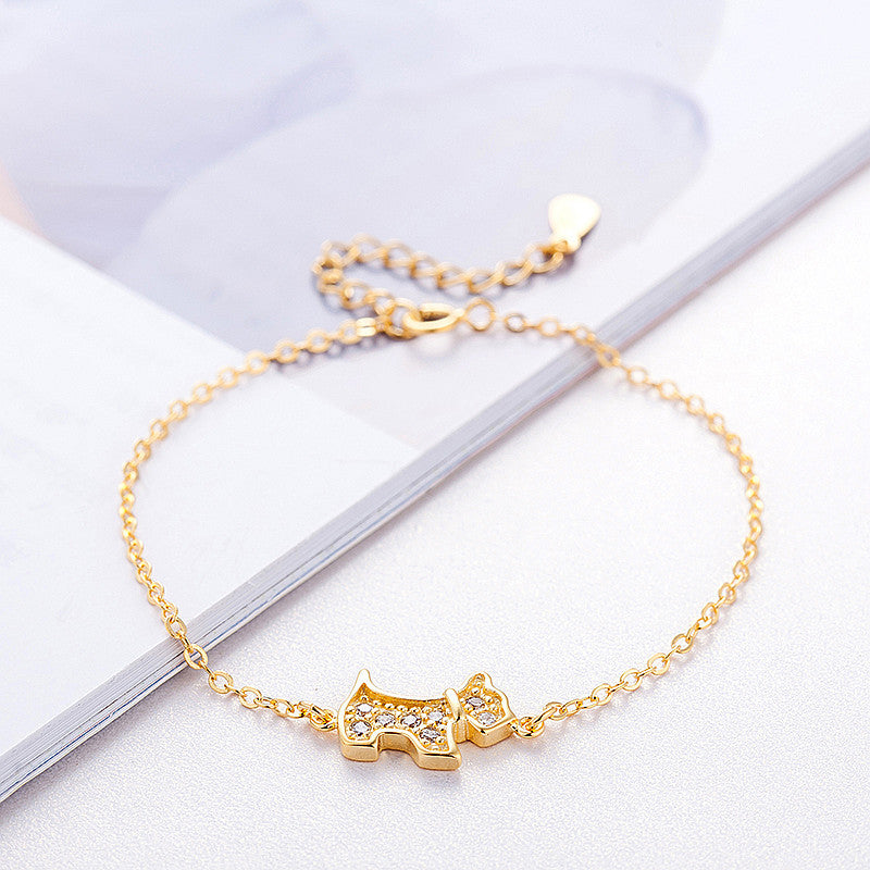 Fashion Gold Dog Bracelet With Zircon – Stylish Gifts — 1