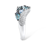 Women's Silver Inlay Sea Blue Zircon Ring – Gifts for Her — 4