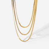 Geometric 18K Gold Plated 3mm Snake Chain Layer – Jewelry Gift Ideas — 8
