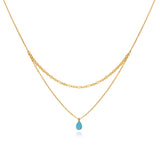 Blue Water Drop Flash Double-layer Necklace – Jewelry Gift Ideas — 2