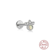 Sterling Silver Opal And Diamond Pierced Threaded Ear – Stylish Gifts — 18