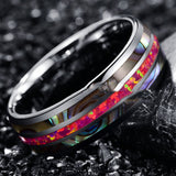 Wide Dome Abalone Shell Deep Magenta Opal Tungsten – Unique Gift Ideas — 1