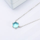 Sterling Silver Simple Round Moonstone Aurora – Jewelry Gift Ideas — 2