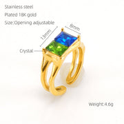 Retro Titanium Steel Moonstone Ring Hip Hop Irregular – Useful Gifts — 13