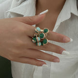 High Profile Retro Colorful Gemstone Pearl Tassel Ring – Gifts for Her — 2