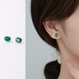 S925 Silver Green Diamond Oval Tori Stud Earrings – Stylish Gifts — 4