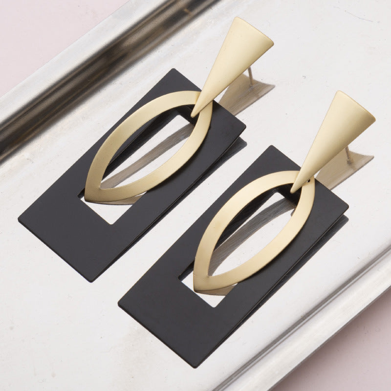 Vintage Geometric Frosty Metal Drop Earrings – Practical Gifts — 1